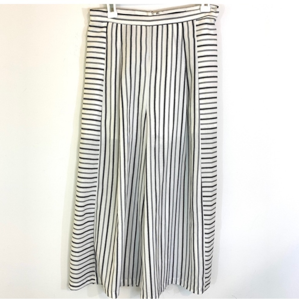 ☀️Doe & Rae Striped Wide Leg Gaucho Pants High Waist- Medium